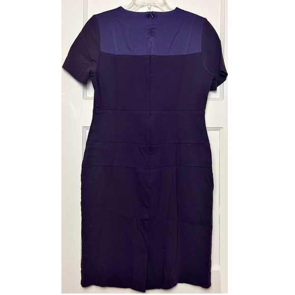 HUGO BOSS Short Sleeve Colorblock Satin Detail Stretch Tailored Sheath Dress 8 - Picture 5 of 7